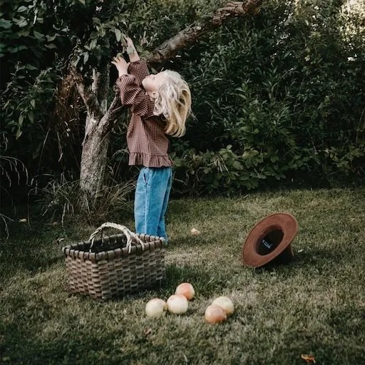 Coș de picnic din lemn gri, împletit manual, cu mânere, 27 × 37.5 × 27 cm, „Kerstin"