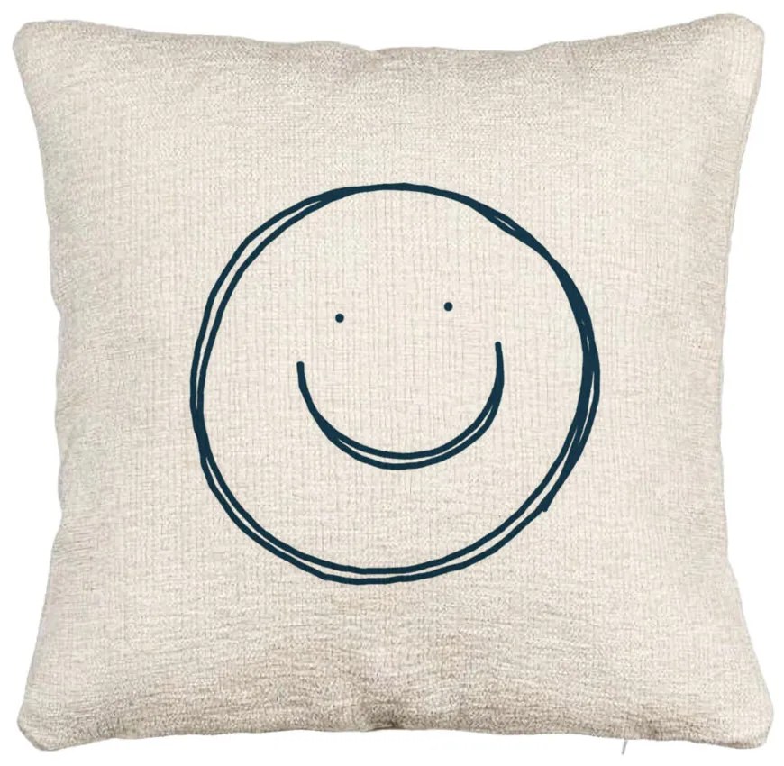 Perna Decorativa Canapea, Model Smiley Face, 40x40 cm, Cu fermoar