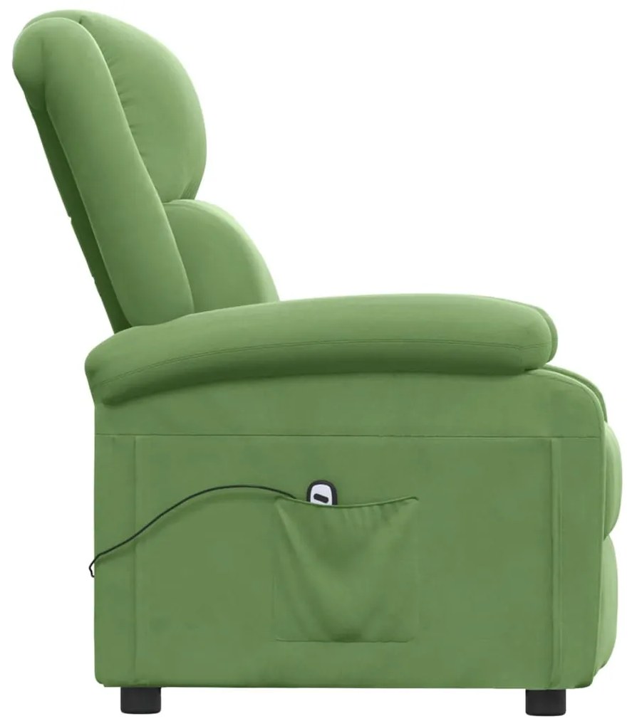Fotoliu rabatabil electric, verde deschis, catifea