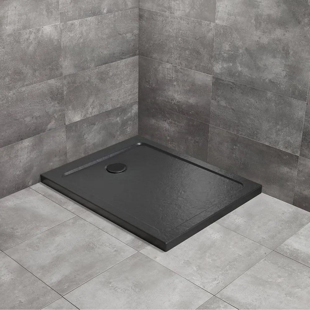 Cadita dus dreptunghiulara Radaway Doros F Stone 100x80 cm acril negru
