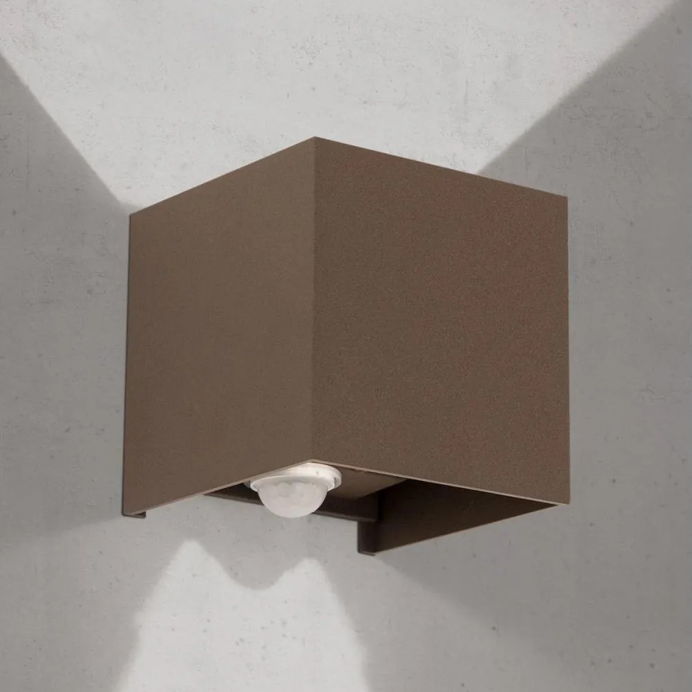 Orion- Aplică de perete LED pentru exterior cu senzor CUBE-S LED/13W/230V IP54 maro