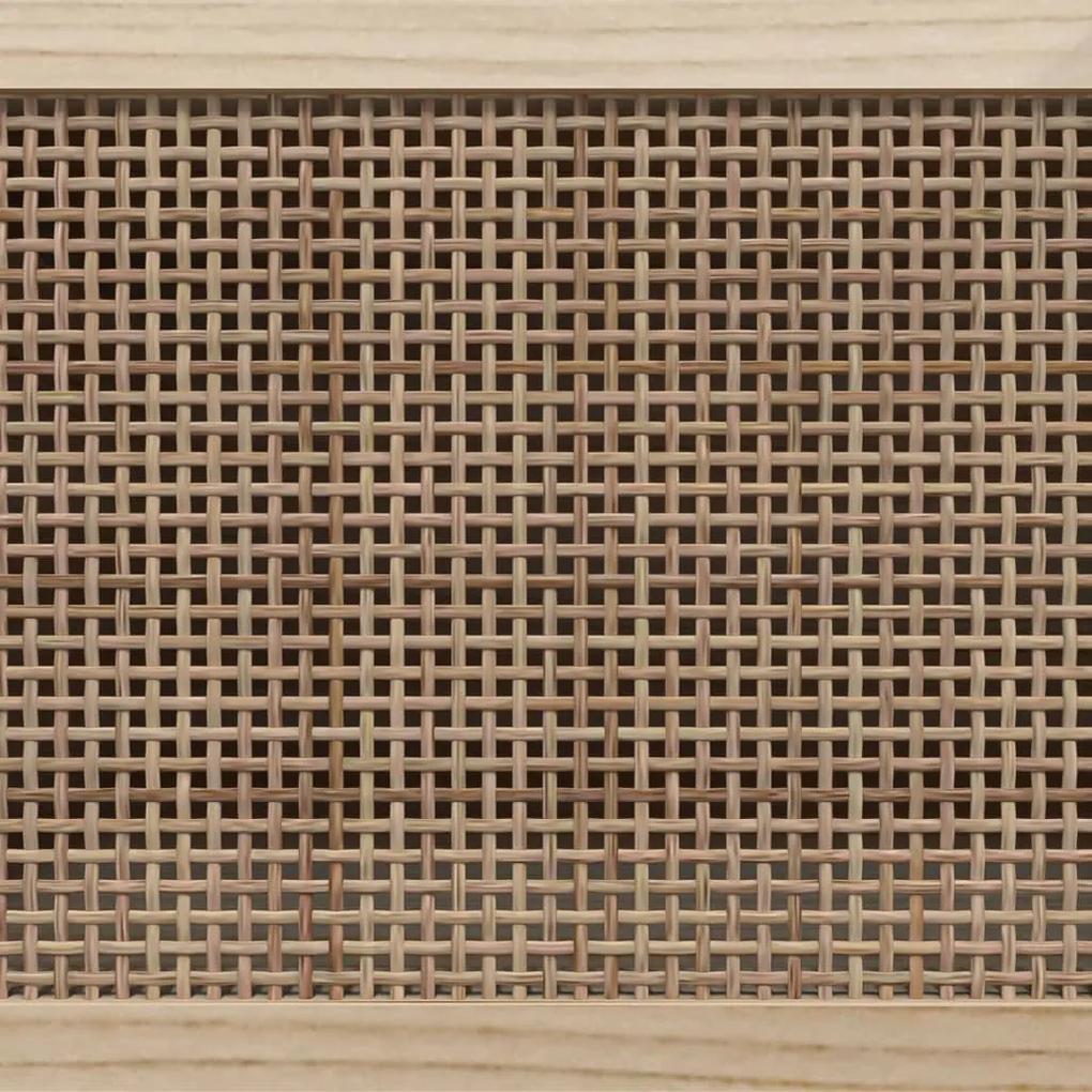 Servanta, alb, 60x30x70 cm, lemn masiv pin si ratan natural 1, Alb