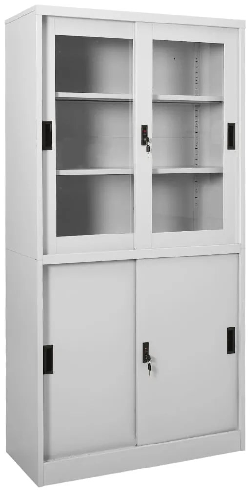 vidaXL Dulap de birou cu ușă glisantă, gri deschis, 90x40x180 cm, oțel