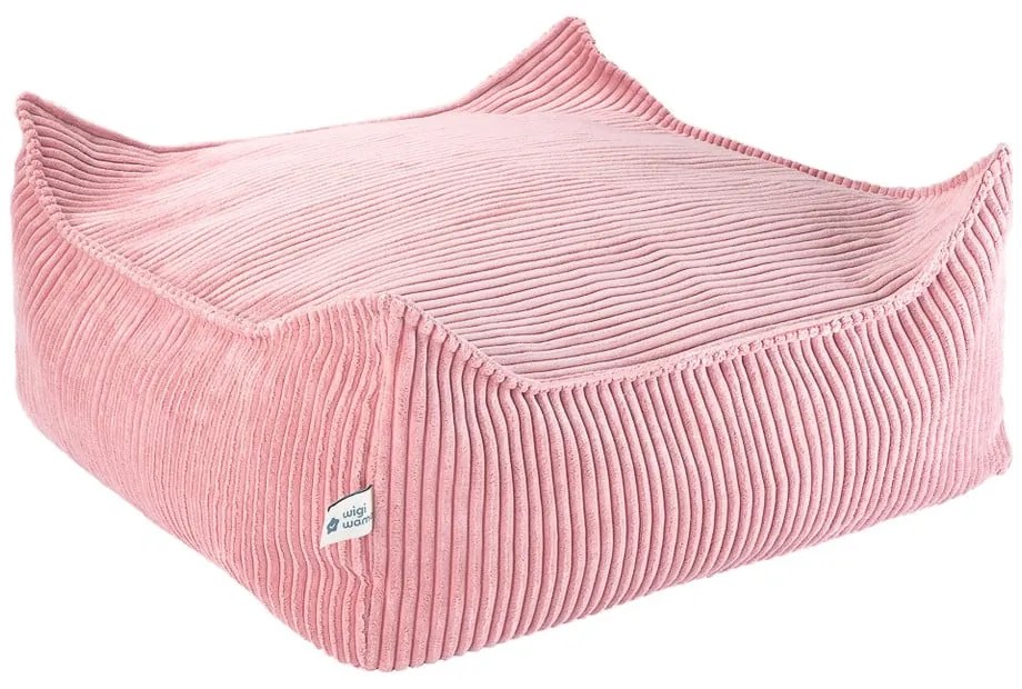 Fotoliu puf pentru copii roz cu tapițerie din catifea reiată Square – Wigiwama