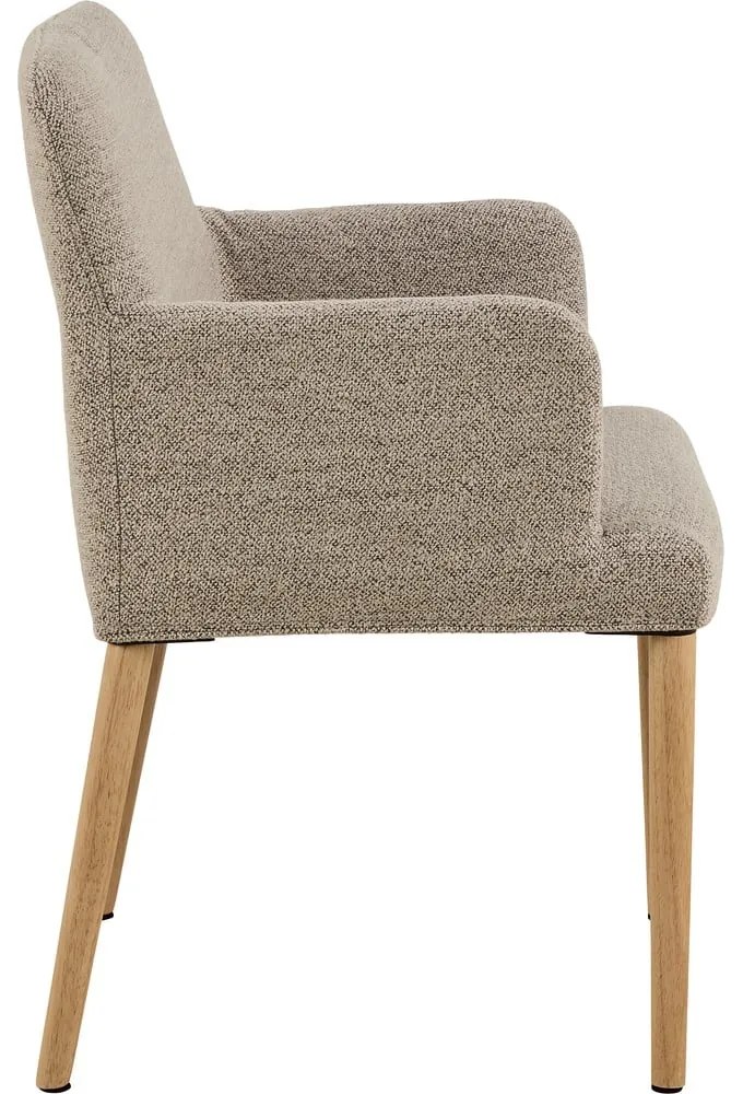 Scaun de sufragerie bej cu cotiere tapițat Zoe – Actona