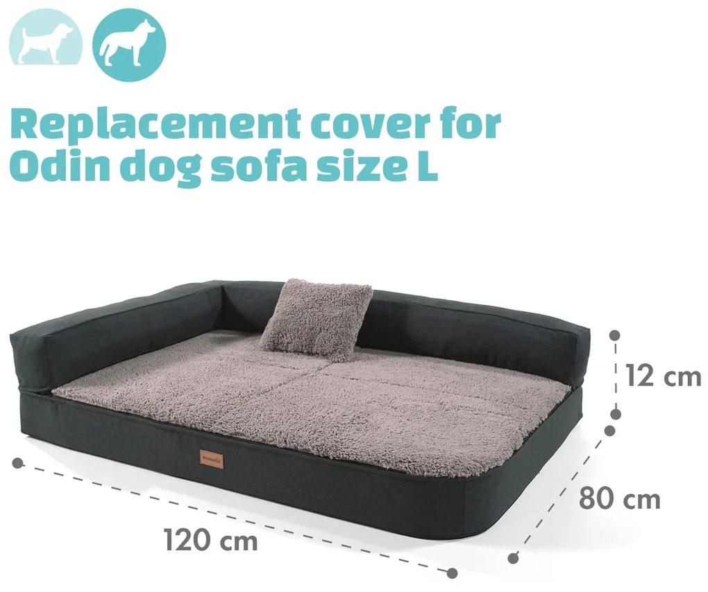Odin, husă de rezervă, ​​culcuș pentru câine, lavabil, antiderapant, respirabil, dimensiunea L (120 × 12 × 80 cm)