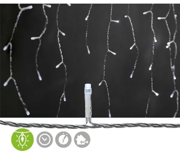 Nedis CLLC180C - Perdea luminoasă LED, 180 LED, 7 funcții, 10,9 m, IP44, alb rece