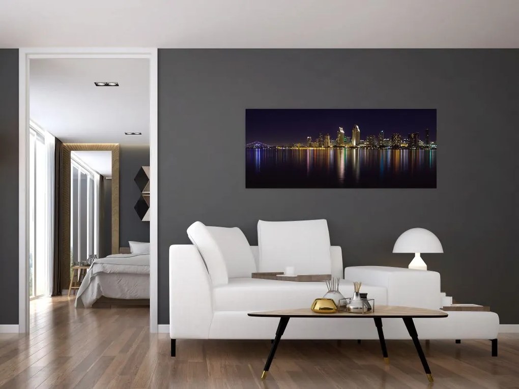 Tablou cu orașul nocturn (120x50 cm)