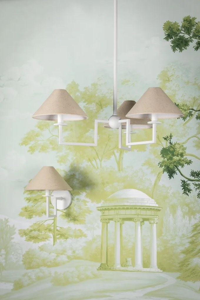 Candelabru 3 brate LUX, Metal, Alb, Abajur In, GLADWYNE