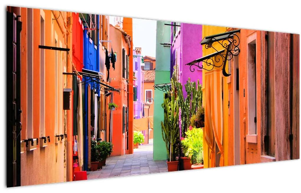 Tablou cu străduță colorata italiană (120x50 cm), în 40 de alte dimensiuni noi