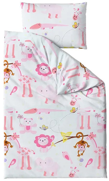 Lenjerie de pat pentru patut din bumbac Renforce ZOO roz Dimensiune lenjerie de pat: 45 x 65 cm | 90 x 140 cm