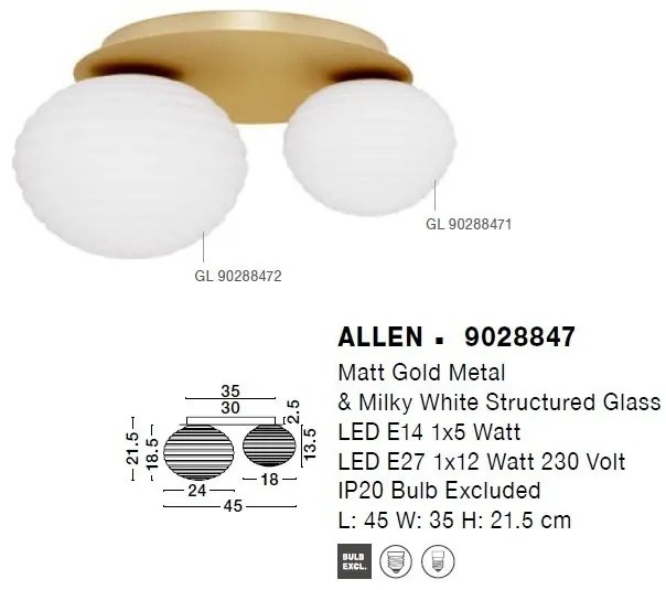 Plafoniera design modern decorativ ALLEN 2L