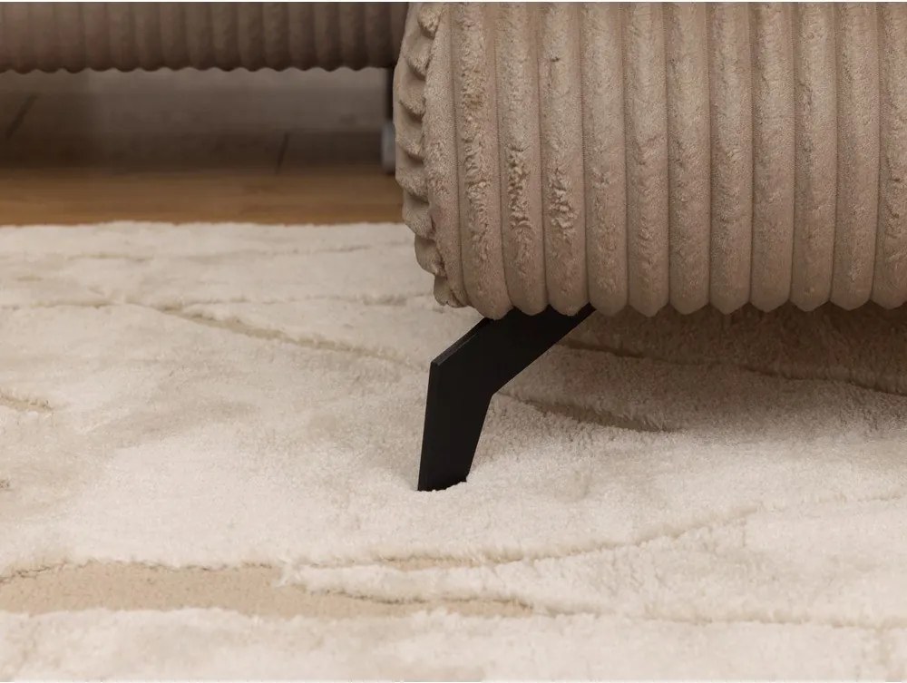 Colțar maro cu tapițerie din catifea reiată (cu colț pe partea dreaptă/în formă de ”L”) Marbeya – Ropez