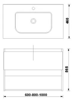 Set dulap baie suspendat 1 sertar Gala Daily cu lavoar inclus, 100 cm, gri lucios Gri lucios, 1000x460 mm