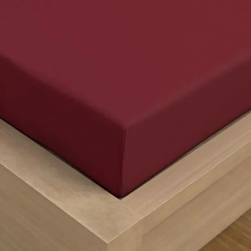 Kvalitex Satin foaie cu elastic burgundy, 90 x 200 cm