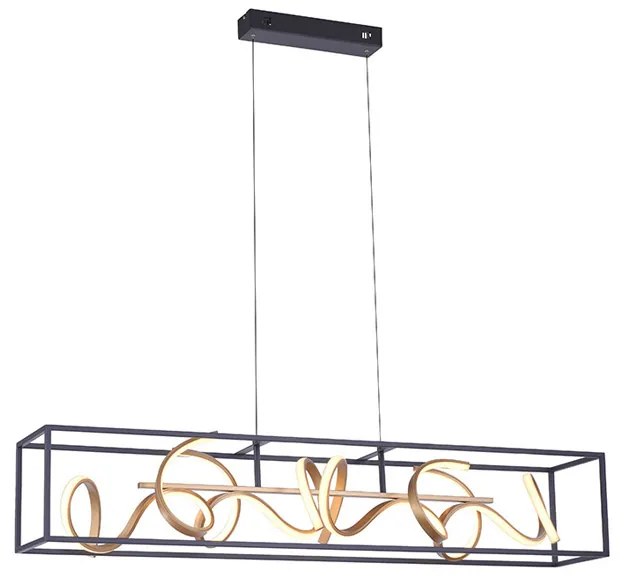 Lampă suspendată de design neagră cu auriu, reglabilă cu dimmer, incluzând LED - Krisscross Cage