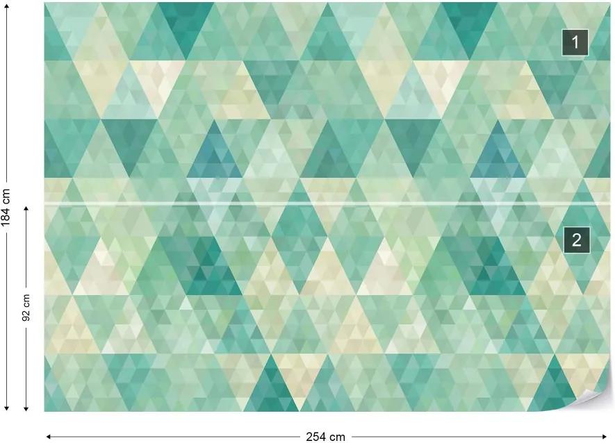 GLIX Fototapet - Green Modern Geometric Pattern Vliesová tapeta  - 254x184 cm