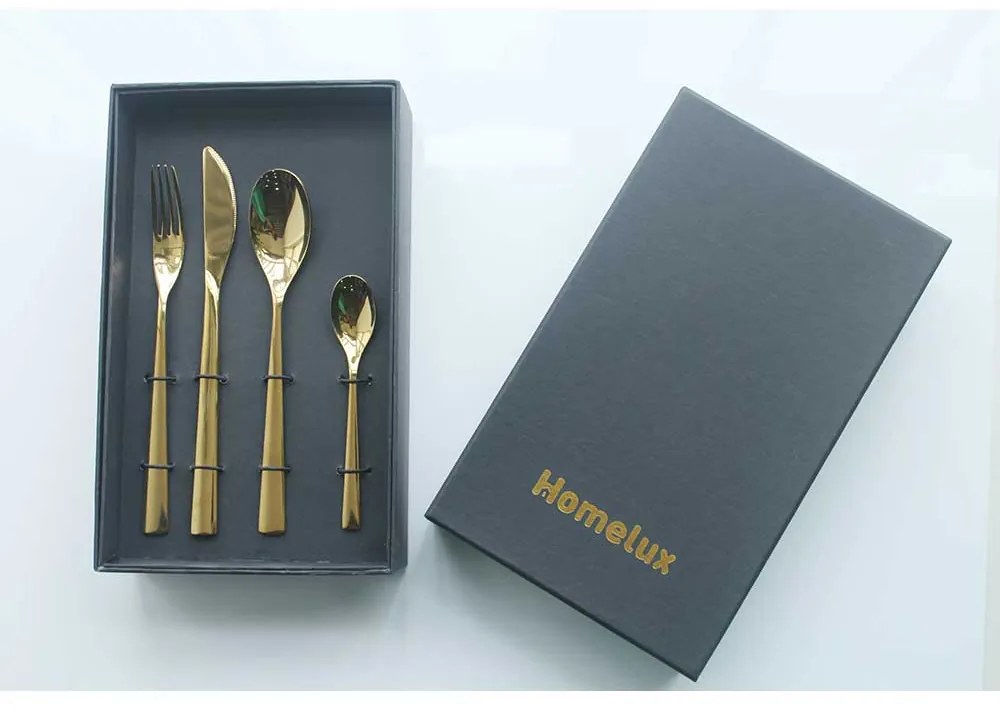 SET TACAMURI INOX, 24 PIESE, FINISAJ AURIU LUCIOS