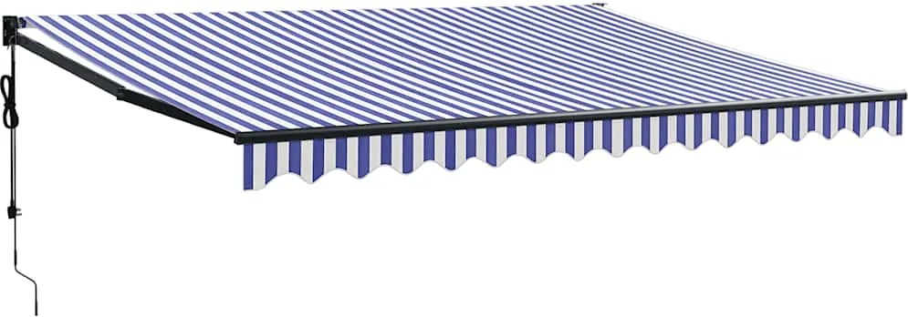 vidaXL Copertină retractabilă automată, albastru și alb, 4x3 m