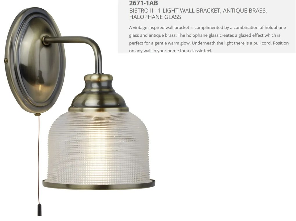 Aplica de perete design clasic Bistro II alama antique 2671-1AB SRT