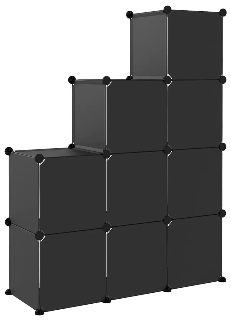 Organizator cub de depozitare, 9 cuburi, negru, PP 94.5 x 32 x 124 cm, Negru, 1, 94.5 x 32 x 124 cm, 1