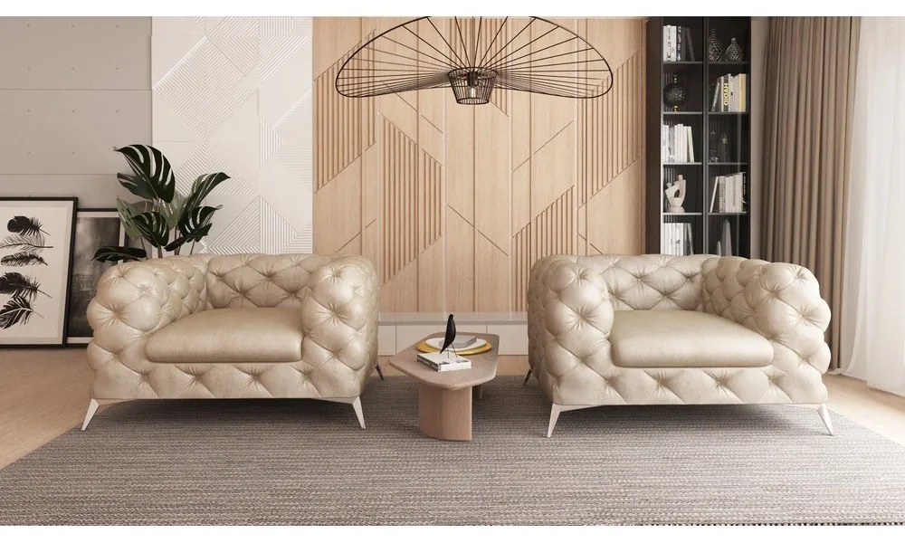 Fotoliu bej cu tapițerie din catifea Chelsea – Ropez