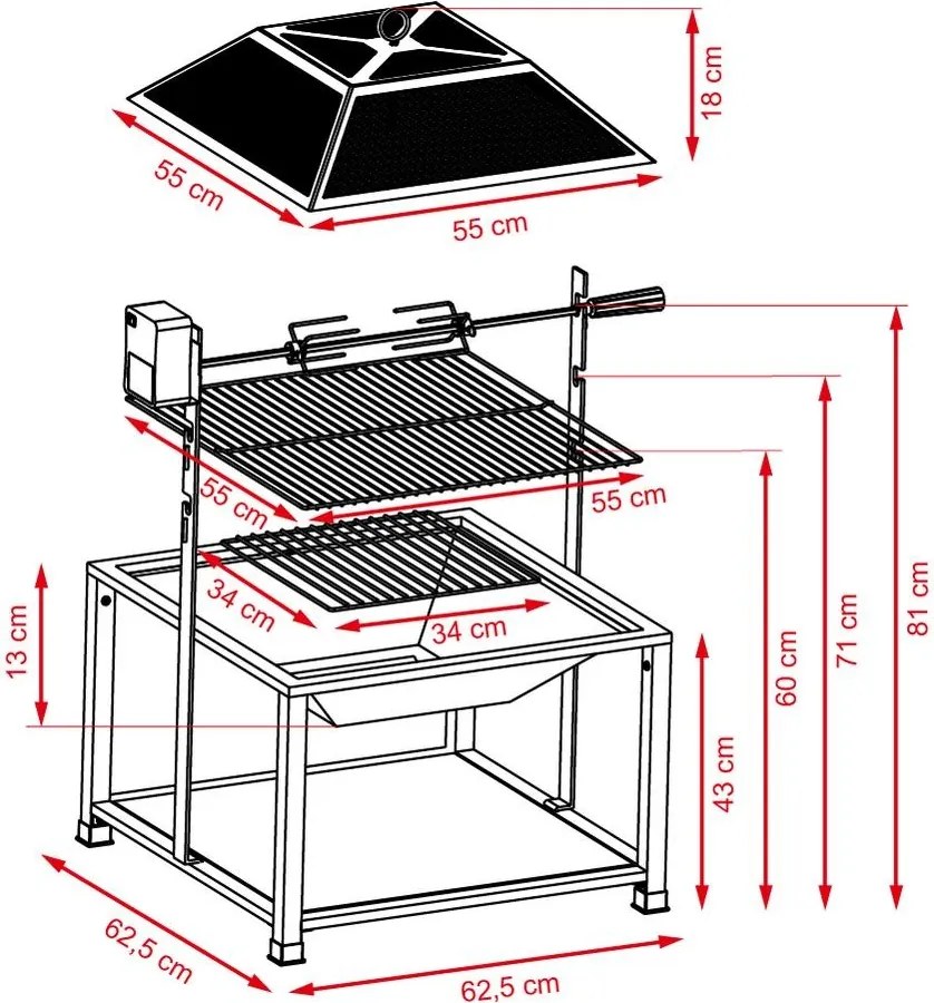 Vatră multifuncțională + grătar cu rotisor electric Avenberg ARIZONA