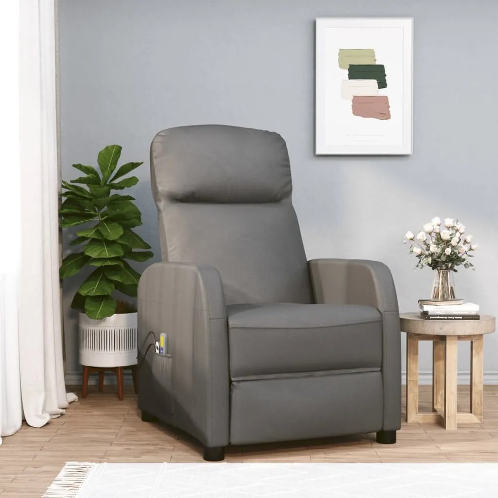 3073744 vidaXL Fotoliu de masaj electric, antracit, piele ecologică