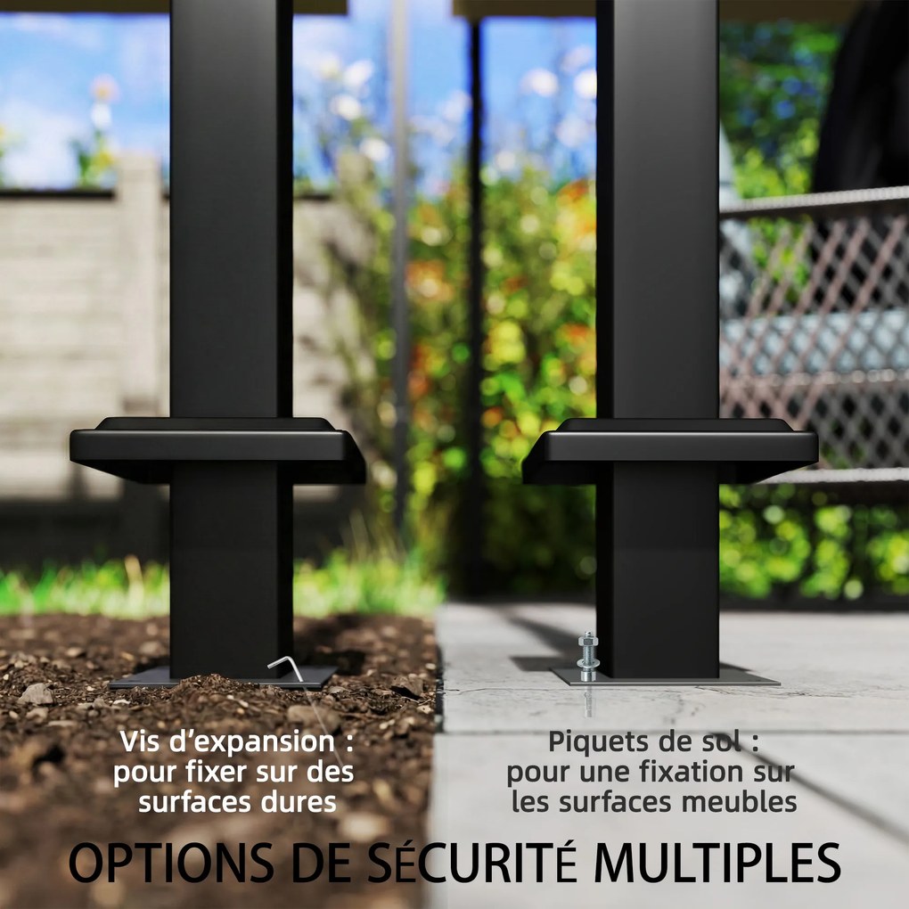 Outsunny Tonnelă de grădină exterior 3x3m pavilion de grădină, acoperiș dublu, draperii, cârlige pentru tavan, cadru metalic, crem | Aosom Romania