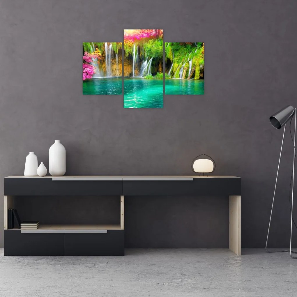 Tablou - Cascada, Lacurile Plitvice, Croația (90x60 cm)