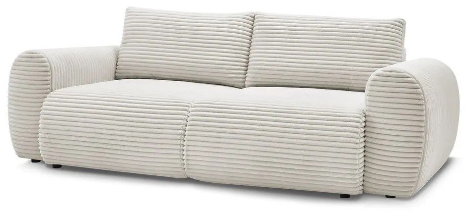 Canapea crem extensibilă cu tapițerie din catifea reiată 257 cm Lucien – Bobochic Paris