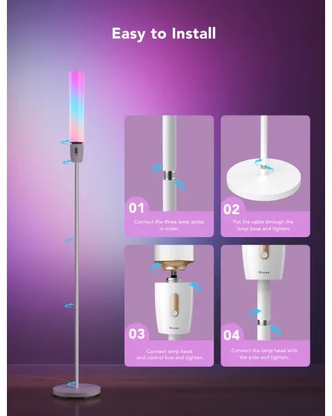 Lampadar LED dimabil Govee CYLINDER SMART RGBICWW 2200-6500K