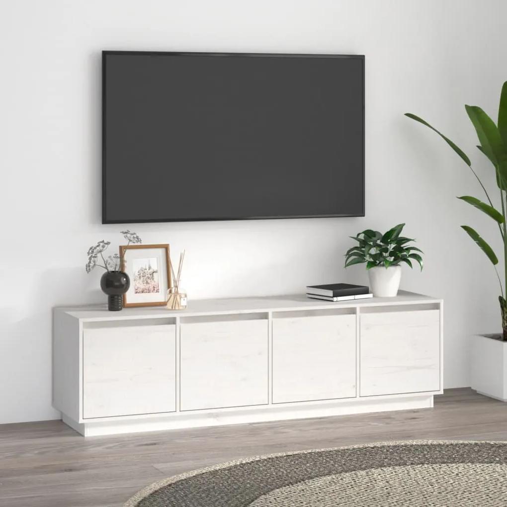 814395 vidaXL Comodă TV, alb, 156x37x45 cm, lemn masiv de pin