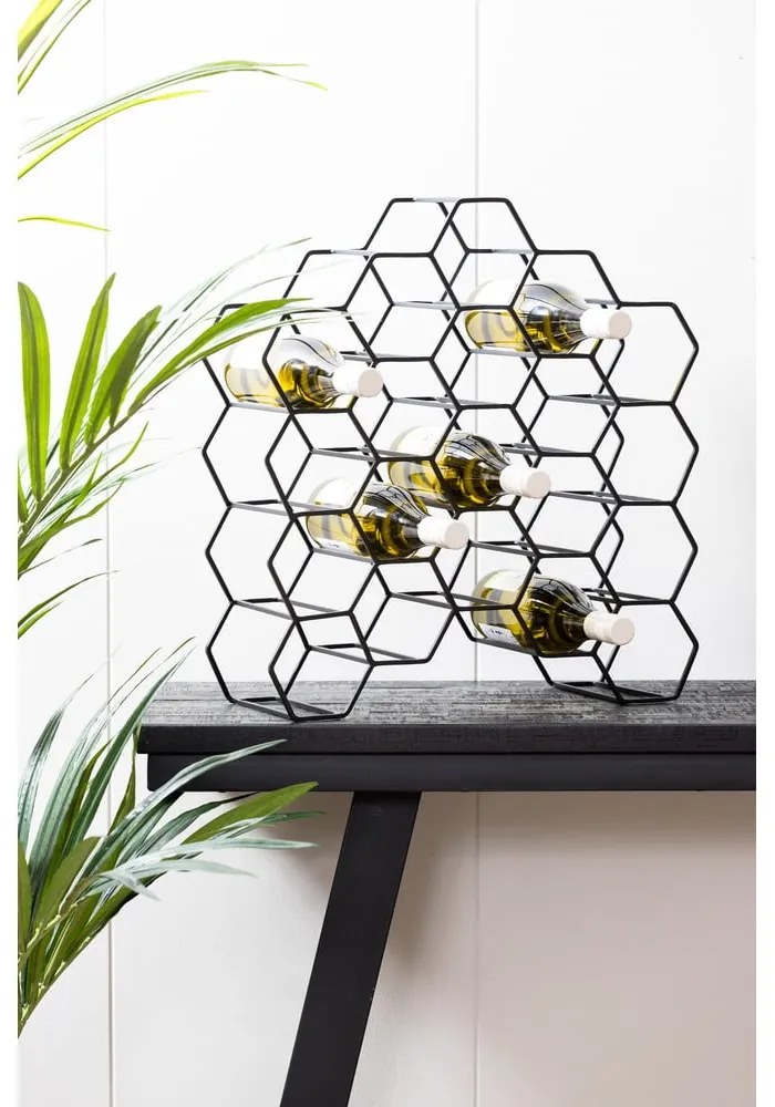 Suport pentru vinuri din metal negru pentru 12 sticle Salbris - Light &amp; Living