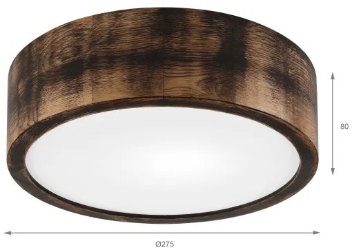 Plafonieră OAK SMOKY 1xE27/15W/230V ø 27,5 cm stejar/maro închis