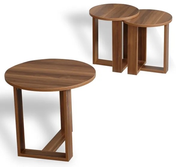 SET 3x măsuță laterală MIRA maro