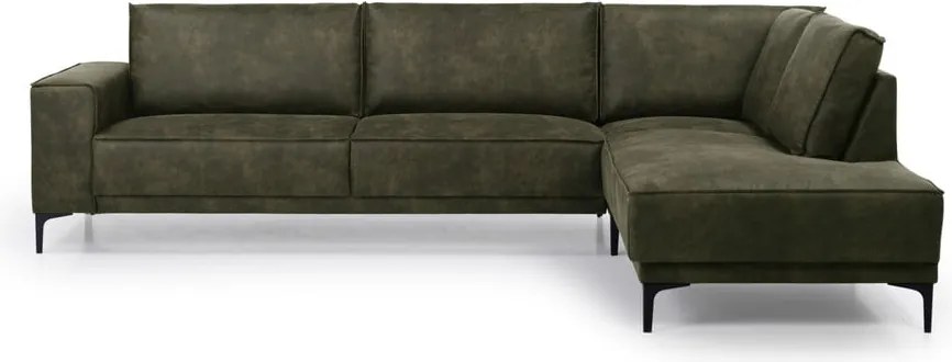 Colțar verde cu tapițerie din imitație de piele (colț pe partea dreaptă) Copenhagen – Scandic