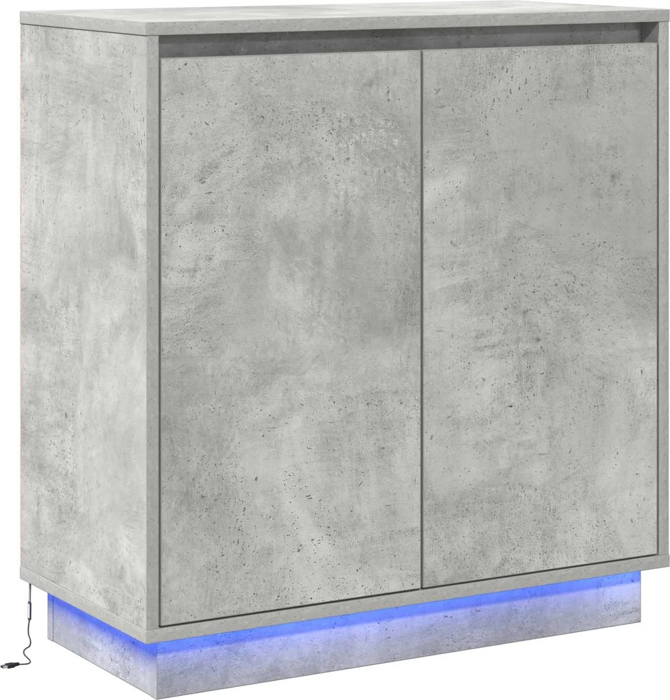 vidaXL Bufet LED cu raft Gri din beton 71 x 34,5 x 75 cm Lemn compozit