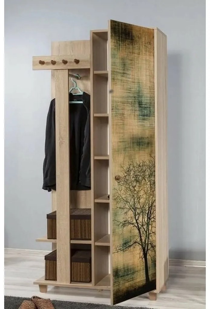 Cuier cu dulap Garmanto Tree Sonoma Oak