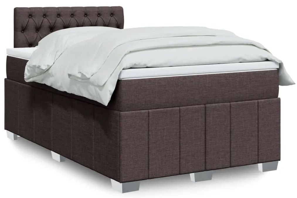 vidaXL Pat box spring cu saltea, maro închis, 120x190 cm, textil