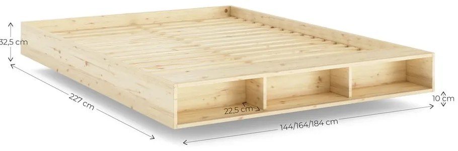 Pat matrimonial în culoare naturală din lemn de pin cu somieră 160x200 cm Merge – Karup Design