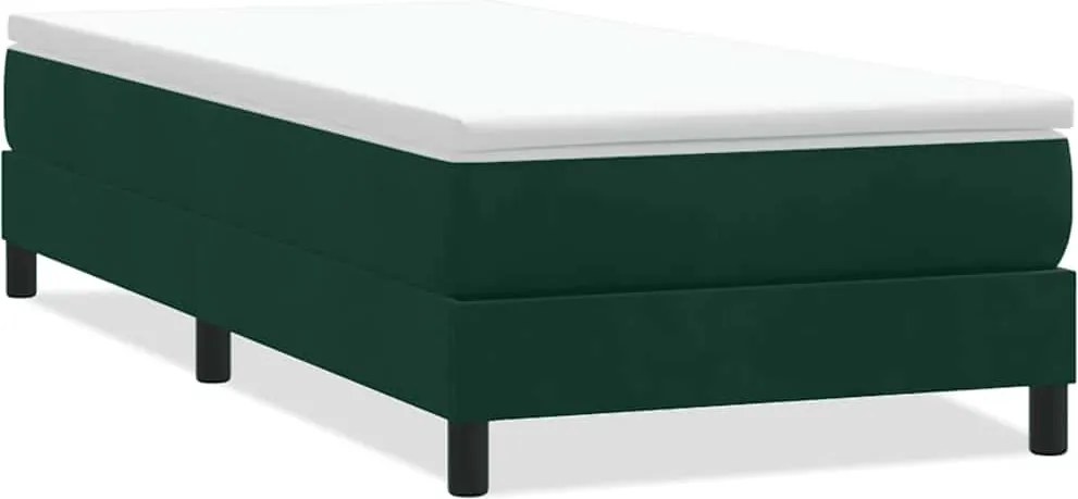 vidaXL Pat cu arcuri fără saltea verde închis 100x210 cm catifea