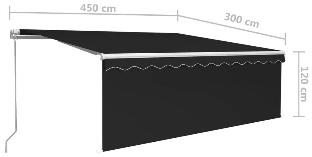 Copertina retractabila manual cu storLED, antracit, 4,5x3 m Antracit, 4.5 x 3 m