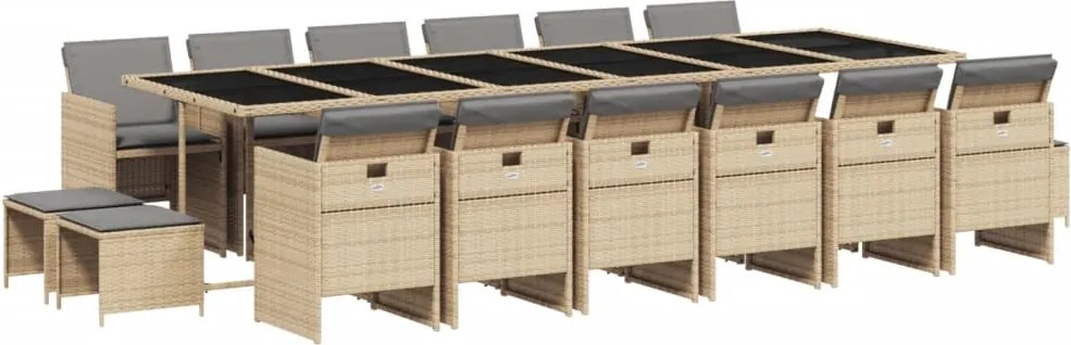 vidaXL Set mobilier grădină cu perne, 17 piese bej combinat poliratan