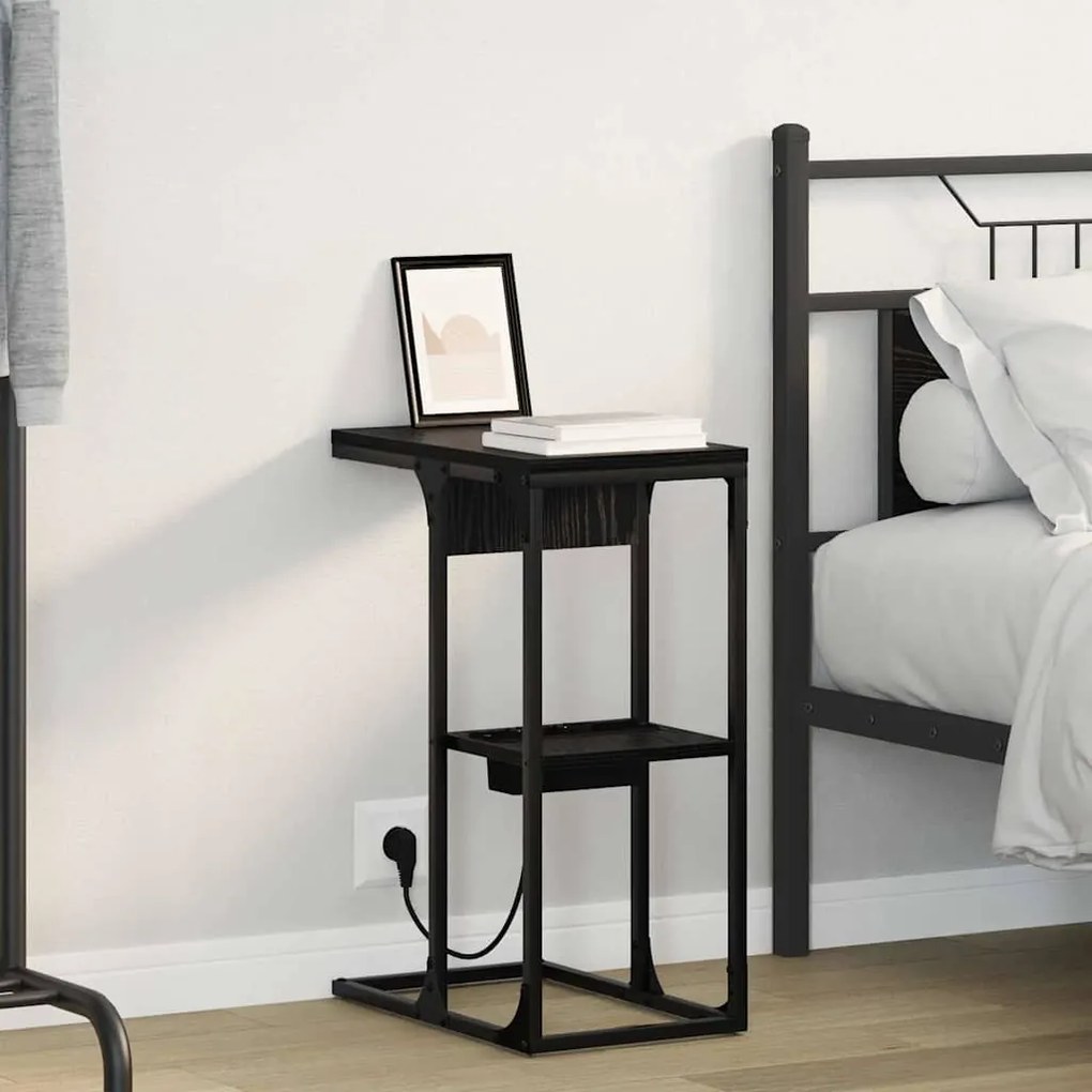 vidaXL Noptieră Stejar negru 41.5 x 26 x 60.5 cm Lemn compozit