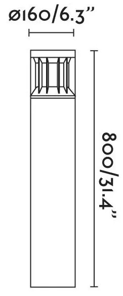 Stalp LED iluminat exterior simetric 360º wide IP65 SCREEN 80cm 2700K DALI
