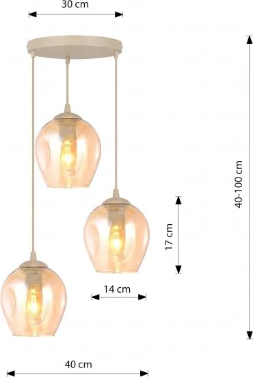Lustră pe cablu ISTAR 3xE27/15W/230V Ø 40 cm bej / bej fumuriu