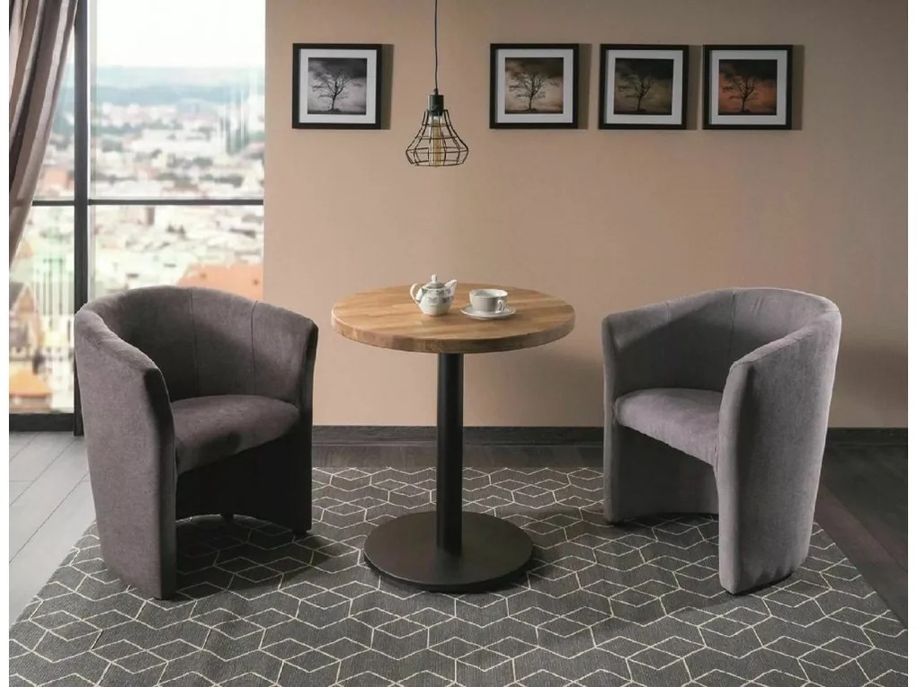 Masa de dining neagra cu blat din stejar PURO II fi 60