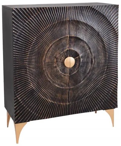 Bufet GOLDEN SUNSET 120 cm, lemn de mango 3D, negru-auriu