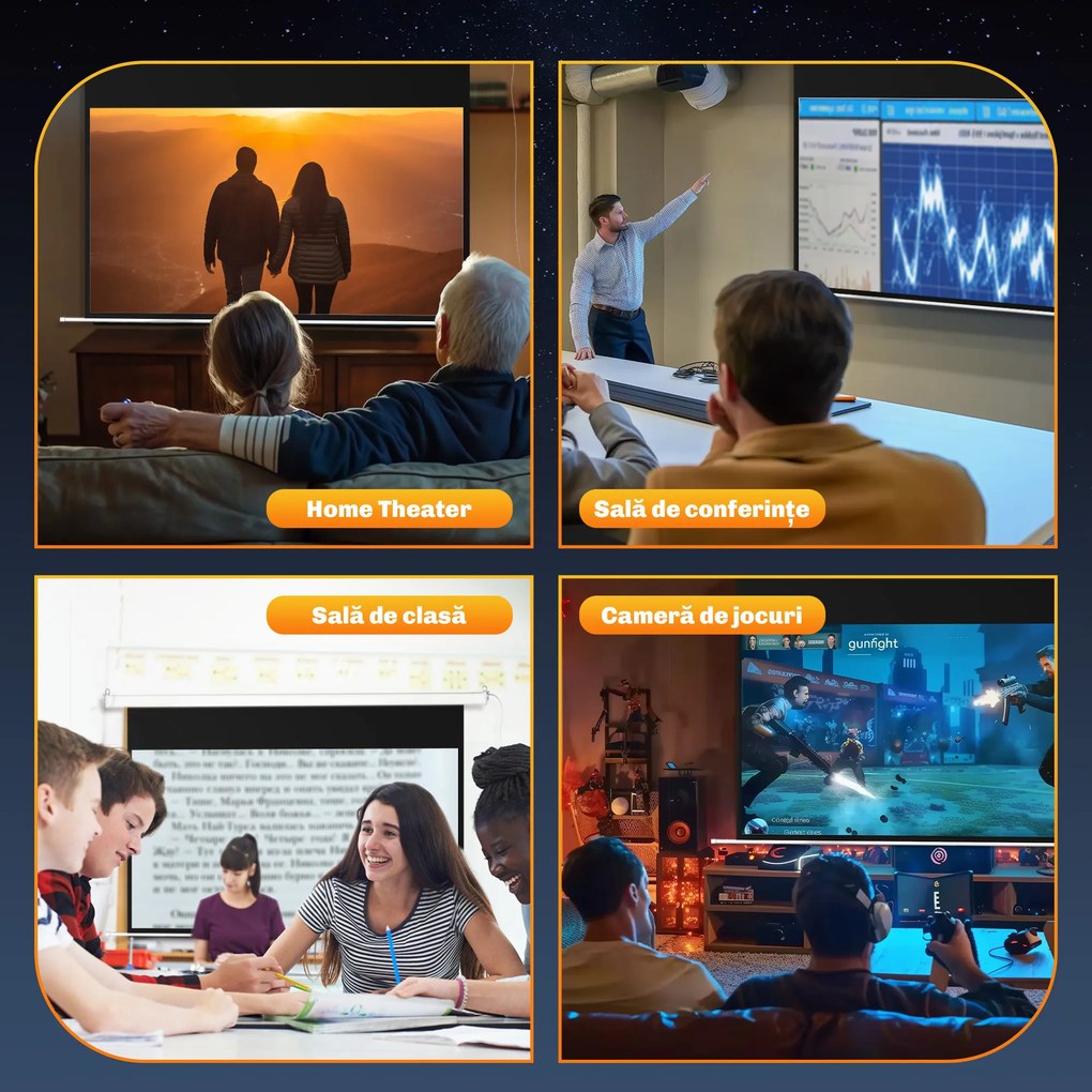 Homcom Ecran Proiector 100” – Montaj Pe Perete sau Tavan | Aosom Romania